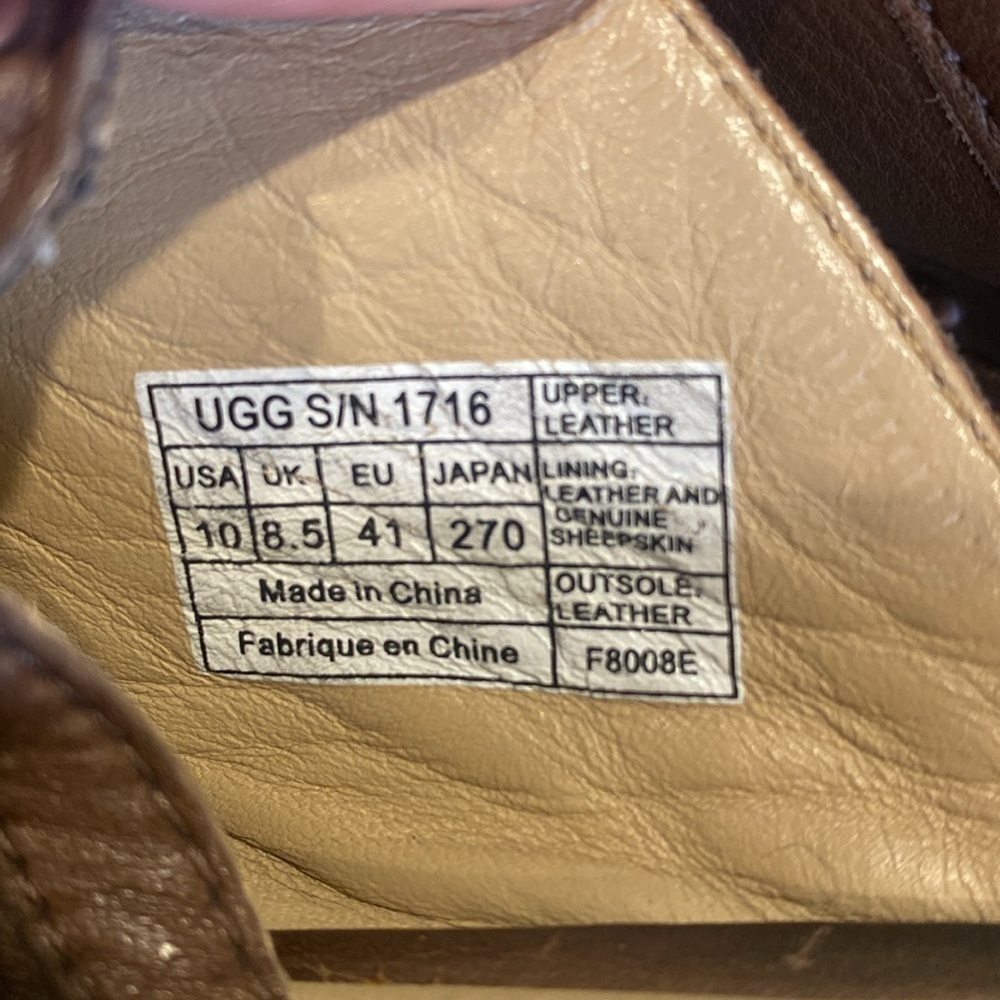 Ugg Australia Abigail chocolate Brown Leather Clogs Wedge Sandals Studded Sz 10 - Picture 12 of 13